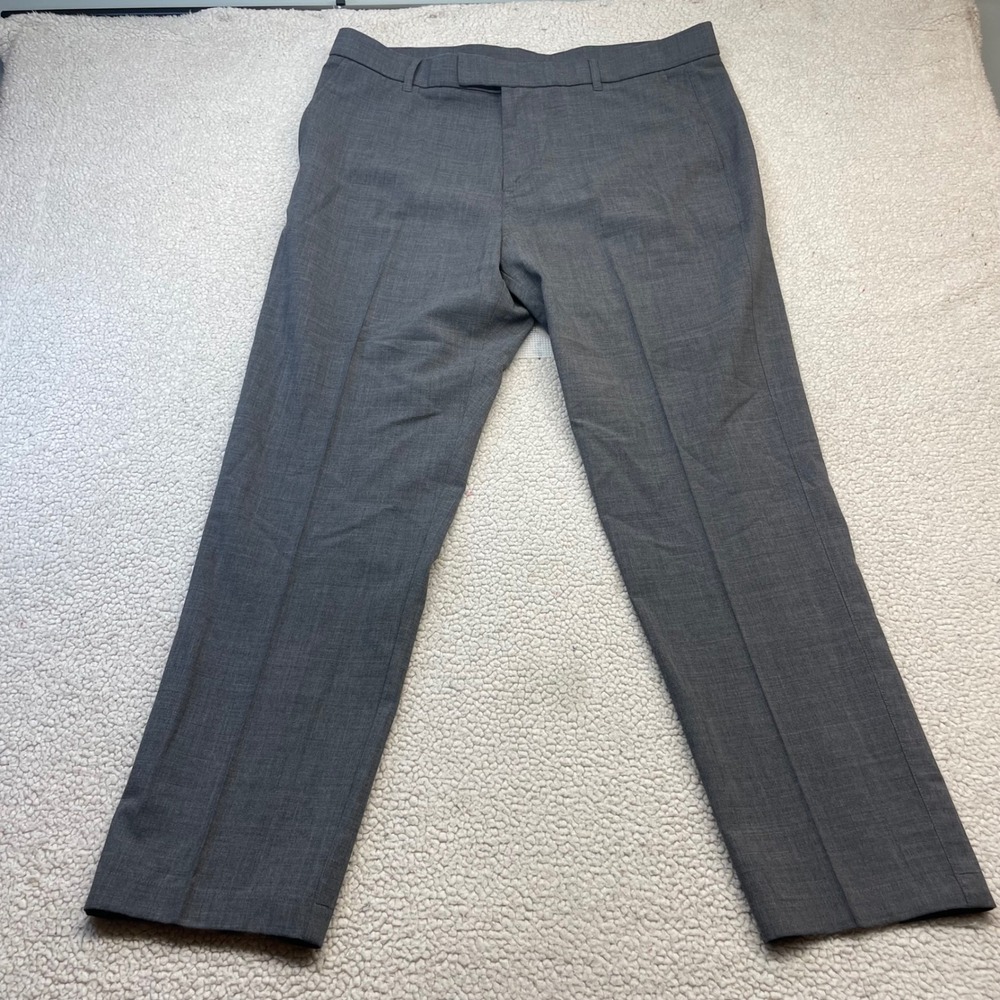 Greyson Dress Pants Mens 38x32 Grey Wool Blend Flat Front Trousers Stretch